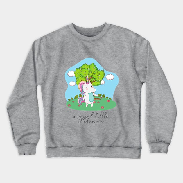 Cute Little Unicorn In Field Crewneck Sweatshirt by Vegan Squad